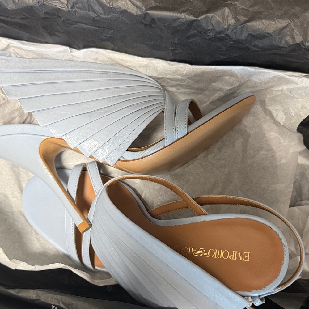 Emporio Armani Women's Sky Blue Winged Heels